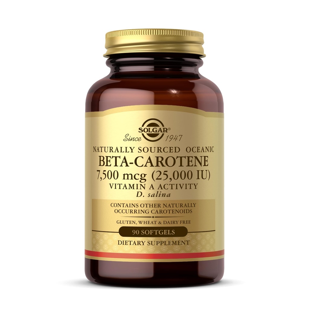Solgar Oceanic Beta-karotén 25 000 IU - 90 Softgels - Silný antioxidant - 100% Natural Pro-vitamín A - bezlepok, bez mliečnych výrobkov - 90 Servisov
