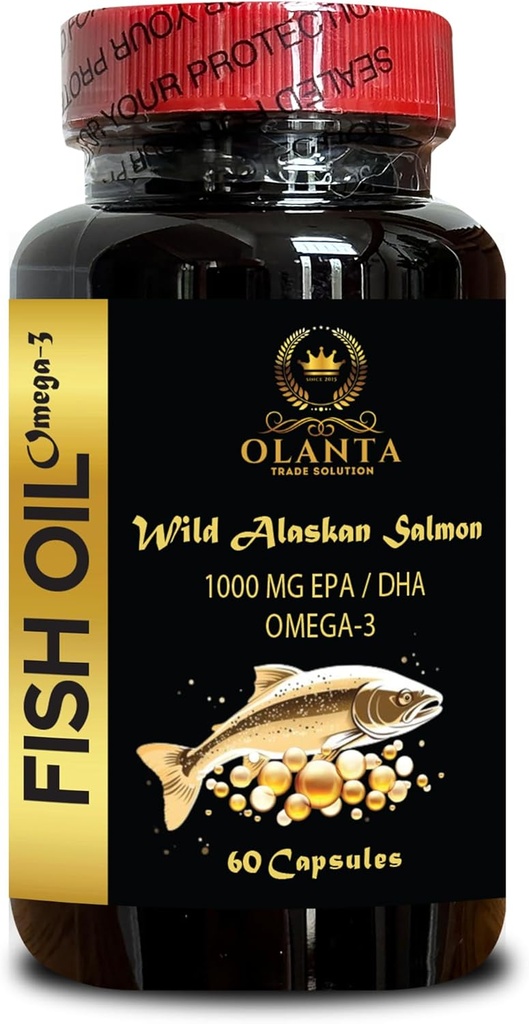Wild Aljašský lososový olej - Omega 3 mastné kyseliny doplnky, podpora pamäte a zaostrenie doplnky - 1 fľaša 60 Softgels