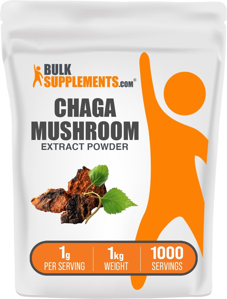 BulkSupplementments.com Chaga Mushroom Extract Powder - Mushroom Supplement, from Chaga Huby - 1000mg Chaga Powder Extract per Serving, Gluten Free (5 kilogramy - 11 libier)