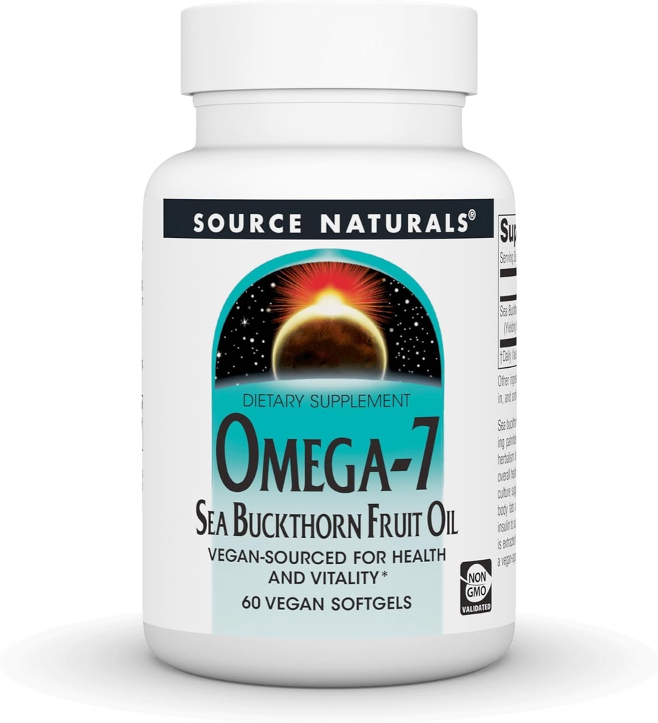 Zdroj Naturals Omega-7 Sea Buckthorn Fruit Oil, Non-GMO, Vegan-Zdroj pre zdravie a vitality* - 60 Vegan Softgels