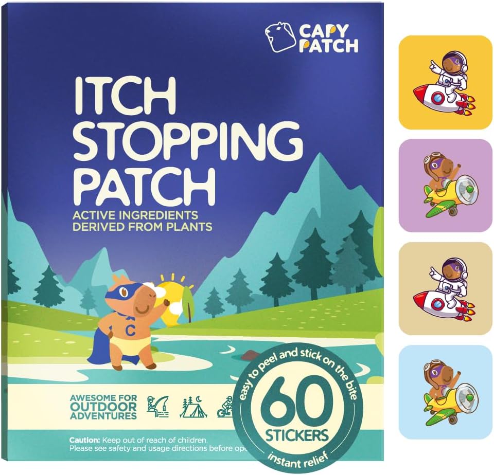 CAPY Bug Bite svrbenie Relief Patches for Kids - 60 Gróf, Cestovanie a Camping Essentials, Hydrokortizón Alternatíva, Ich Relief Stickers for Mosquito & Bug Bites