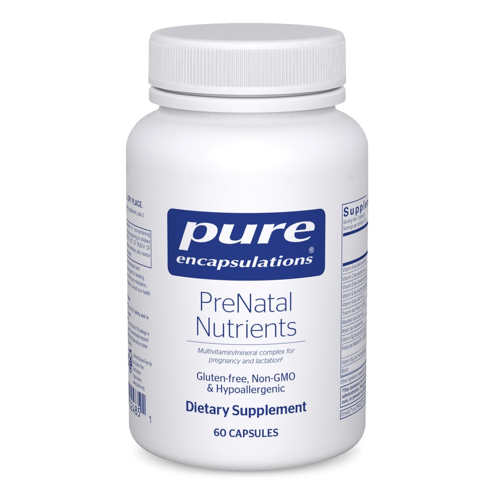 Pure Encapsulations Prenatal Nutrients - pre Tehotenstvo a dojčenie - Aids Energy & DNA Development* - s folátom, cholinom a železom - Gluten Free & Non-GMO - 60 kapsúl