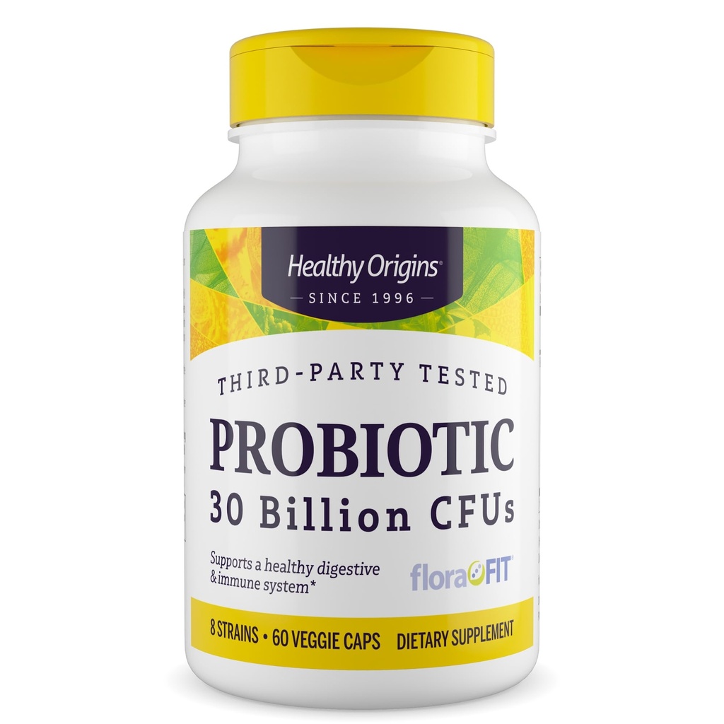 Zdravý pôvod probiotika 30 miliárd CFU (Shelf Stable, non-GMO, Gluten Free, Tráviace zdravie, Gut Health, Immune Support), 60 Veggie Caps