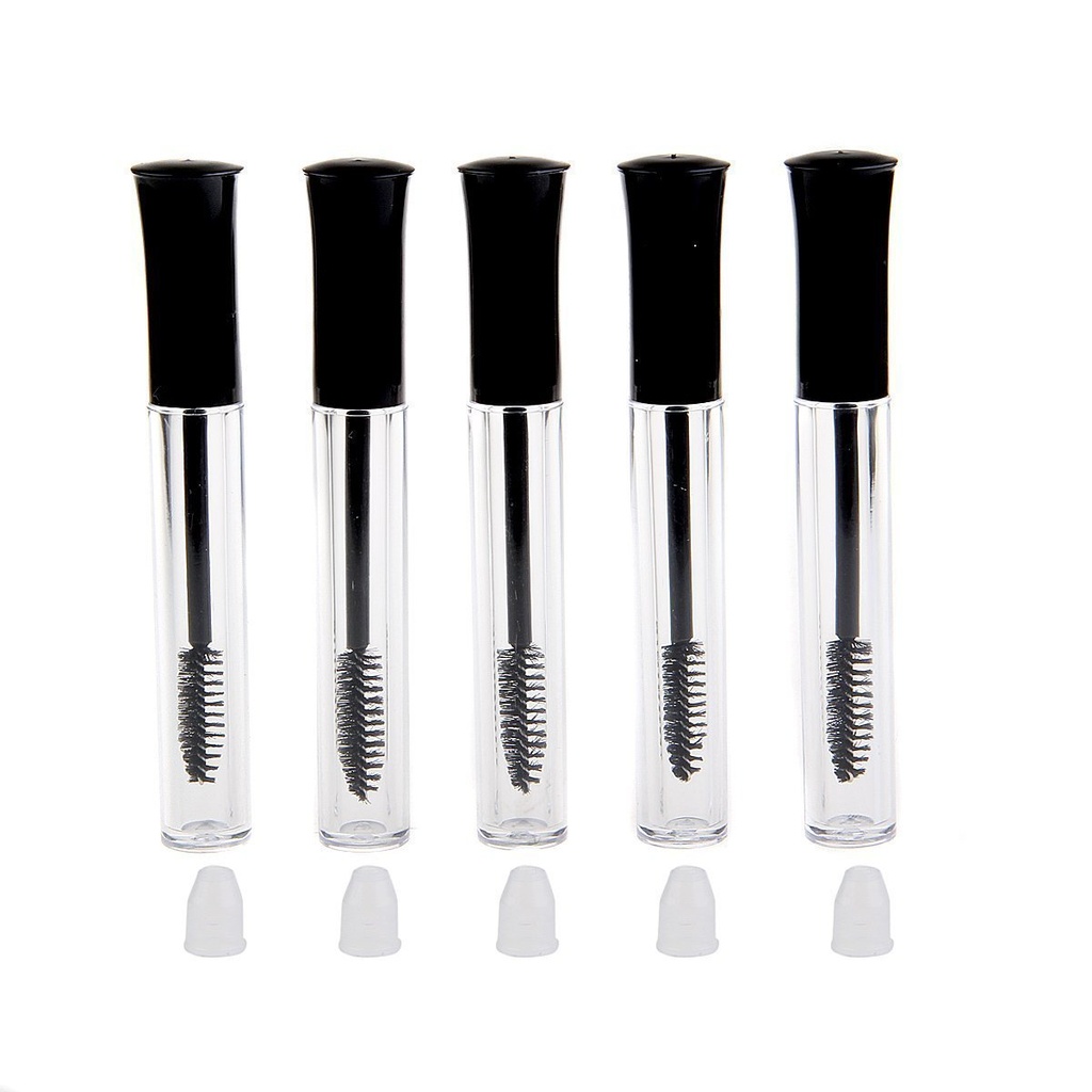 5PCS/5ML opakovane použiteľný prázdny olej na rast rias Maskara fľaše Tube Držiak Kontajner Očné riasy Injekčné liekovky s kefkou