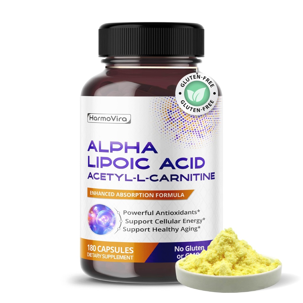Alpha Kyselina lipoová Acetyl-L-karnitín - Podpora Čistenie močového mechúra, močových ciest zdravie - 180-dňový zdroj - Vyrobené v USA