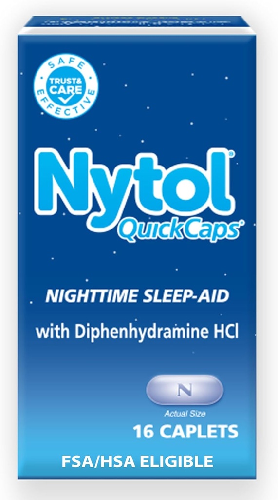 Nytol Quick Caps Nighttime Sleep Aid, pomáha vám k pádu Spať rýchlo, 16 Caplets