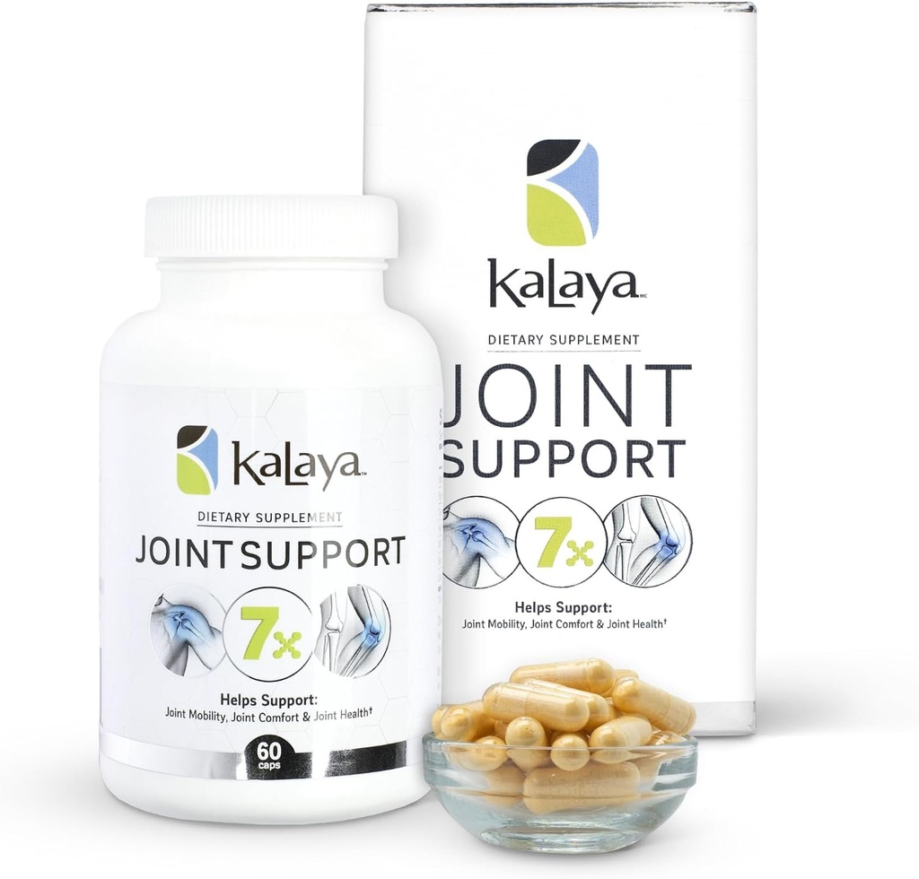 Kalaya 7X Spoločná podpora doplnok - Navrhnuté lekárskymi odborníkmi - pre kĺby, zdravie kostí, a svalovú podporu - s Turmerica, kolagén, a vitamín C - 60 ot