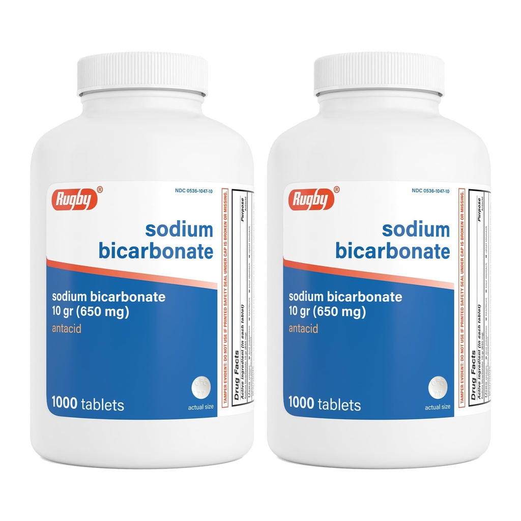 Rugby Bikarbonát sodný 650 mg Antacidové tablety - úľava od pálenia záhy, žalúdočného a tráviaceho traktu, počet 1000 (2-pack)
