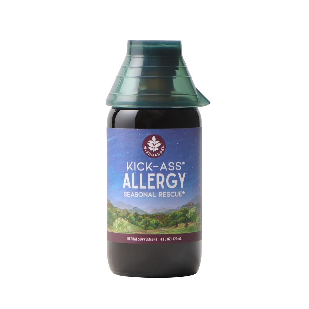WishGarden byliny Kick-Ass alergie - Rastlinné-založené na non-Drowsy bylinné alergie doplnok s Nettle Leaf, Echinacea, & Yerba Santa, podporuje zdravú histamínovú odpoveď na sezónne dráždivosti, 4oz