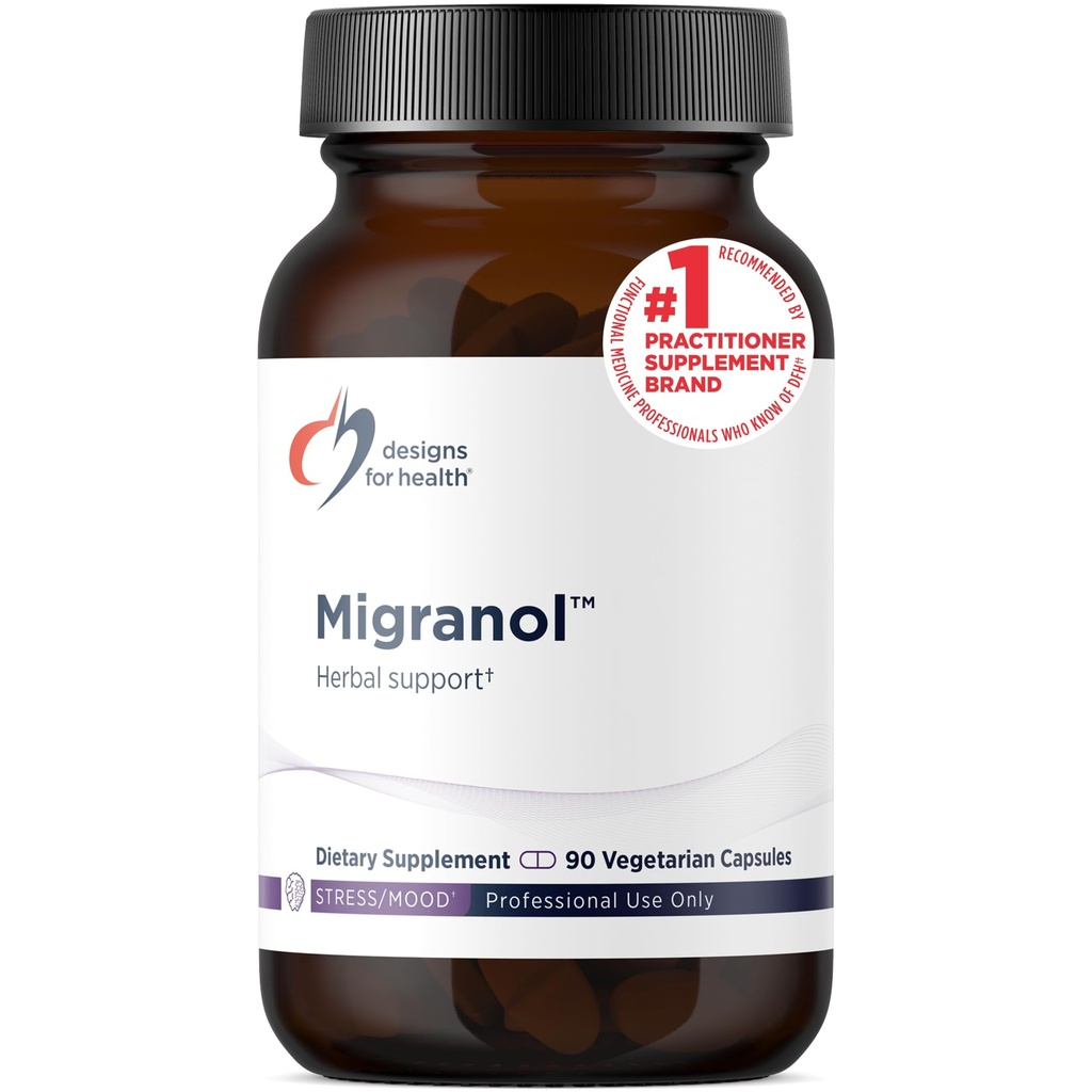 Designs for Health Migranol - Feverfew Supplement with Magnézium Malate, Curcumin (Turmeric) Extract, Rosemary + B2 Riboflavin - Non-GMO + Gluten Free (90 Kapsule)
