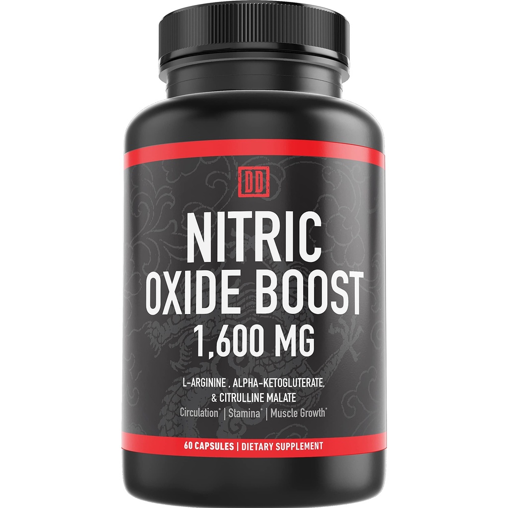 Posilňovač oxidu dusnatého, 1600mg extra sila L-arginín, citrulínmalát a alfa-ketoglutarát (60 počet, 1 fľaša)