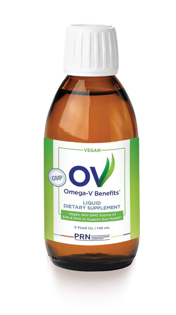 Omega-V benefits Liquid Omega 3 doplnok - 5 oz, 30-Deň dodávky - Vegan doplnok s 1000mg EPA & DHA pre zdravie očí