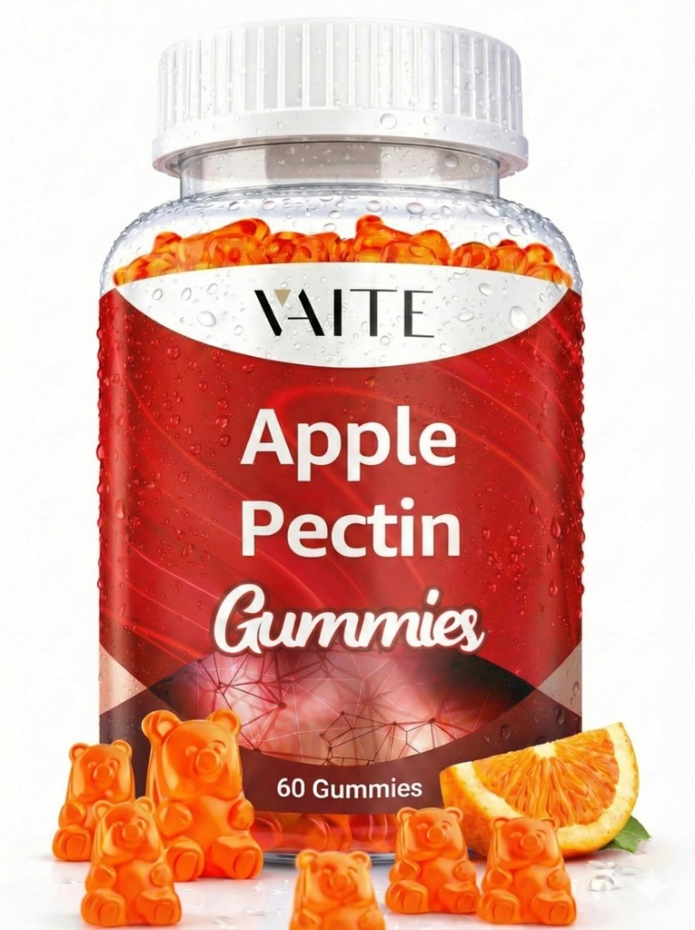 Jablkový pektín Gummy - Vysokovláknové doplnky s 2000mg Natural Cholesterol Lower Support, podporuje tráviaci wellness & Žalúdok Comfort, non-GMO a lepidlo zadarmo bylinné doplnky - 60 Vegan Gummy
