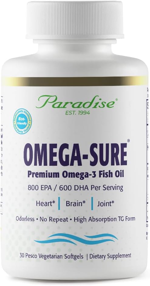 Rajové byliny Omega-Sure, Omega-3 koncentrát, Premium Fish Oil, DHA, EPA, Vegan, Non GMO, Gluten Free, 30 gróf Vegetariánsky Softgels