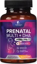 Prenatálne vitamíny s kyselinou listovou a DHA, Podpora rozvoja fetálneho mozgu s folátom a Omega 3's, prenatálny multivitamín pre ženy, vitamín A, C, D, B6, B12 a železo, doplnok tehotenstva - 60 Softgels