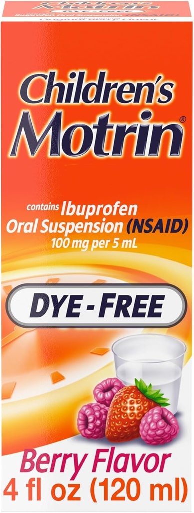 Detský Motrin perorálne suspenzia liek pre deti, 100mg Ibuprofen, Berry Ochutený, 4fl. oz