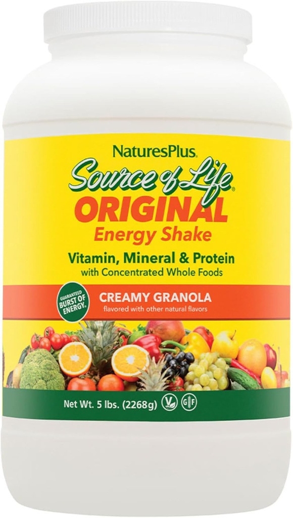 PrírodaPlus Zdroj životnej energie Shake, Krémová Granola - 5 libier, Balenie 2 - Poskytuje 13g Kompletné bielkoviny, Vitamíny a minerály - non-GMO, Gluten Free, Vegetarián - 116 Celkové služby