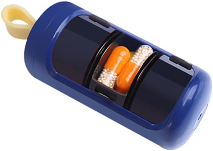 Pilulky Kontajner, Malé prenosné cestovné pilulky Prípad, Mini Veľkosť pilulky Organizátor, Pill Box pre vitamín, Rybí olej, Doplnky, 3 Kompartment Posuvné denné pilulky Prípad (Navy Blue)...
