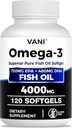 Rybí olej Omega 3 (4000mg), 120 Softgels,Omega 3 Doplnky mastných kyselín s EPA a DHA pre zdravie mozgu a srdca