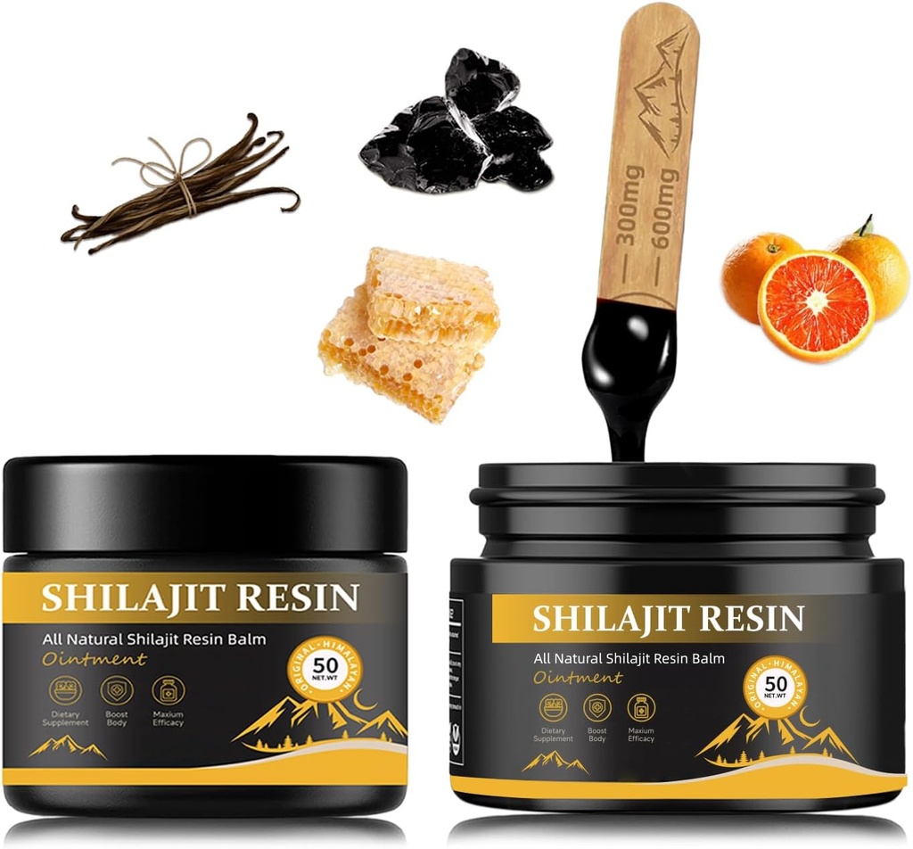 shilajit Resin pre mužov - maximálna potencie Natural Organic Shilajit Resin v 85+ Stopové minerály, Gold Grade Himalayan Pure Shiljait pre energiu,Immune Support, 50 Grams Balenie 2 (6 mesiacov dodávky)