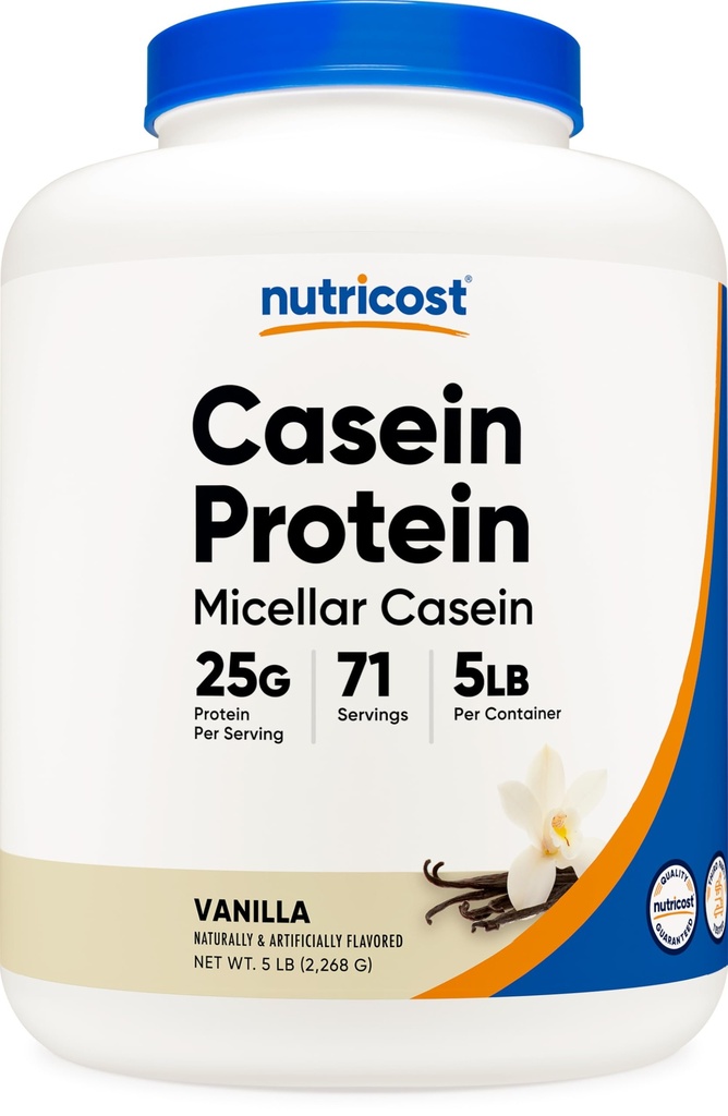 Nutricost Casein Protein Powder 5lb Vanilla - Micellar Casein, bez lepku, non-GMO
