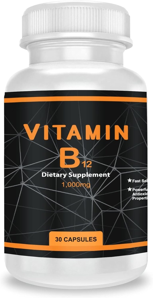 QEI vitamín B12 1000 mg, podporuje energetický metabolizmus a nervový systém udržanie, vitamín doplnok, 30 kapsúl