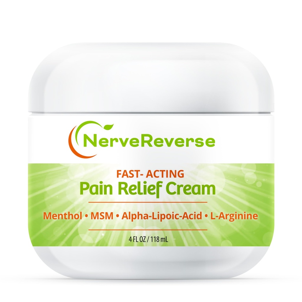 NerveReverse - Neuropatia bolesť Relief krém na nohy, ruky, nohy prsty. Veľké 4 OZ. JAR. Fast-Acting, maximálna sila krém s 4% Mentol, MSM, L-karnitín, L-arginín, vitamín E, vitamín B6