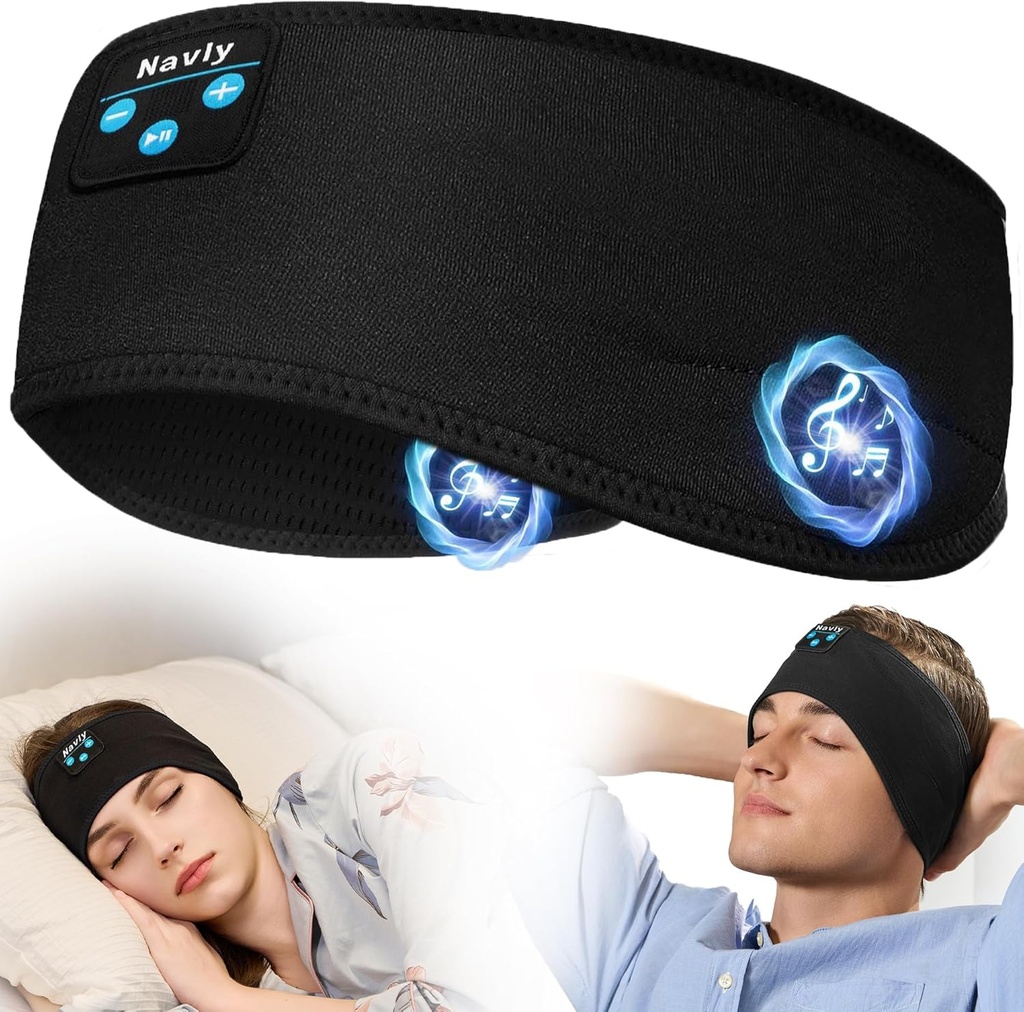 Navigačné spánkové slúchadlá, 10Hrs športový čelenka s mäkkým útulný earbuds pohodlné, slúchadlá čelenka s Ultra-Thin HD Stereo reproduktory ideálne pre cvičenie, jazda,Yoga,Travel