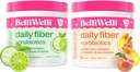 Denné Fiber Supplement Bundle s kolagénom, Probiotiká, Elektrolyty a Hydratácia Podpora - Cukumber Lime Mint & Peach Mango príchute - Podporuje trávenie, zdravie pokožky, Gut Balance - 32 Slúži