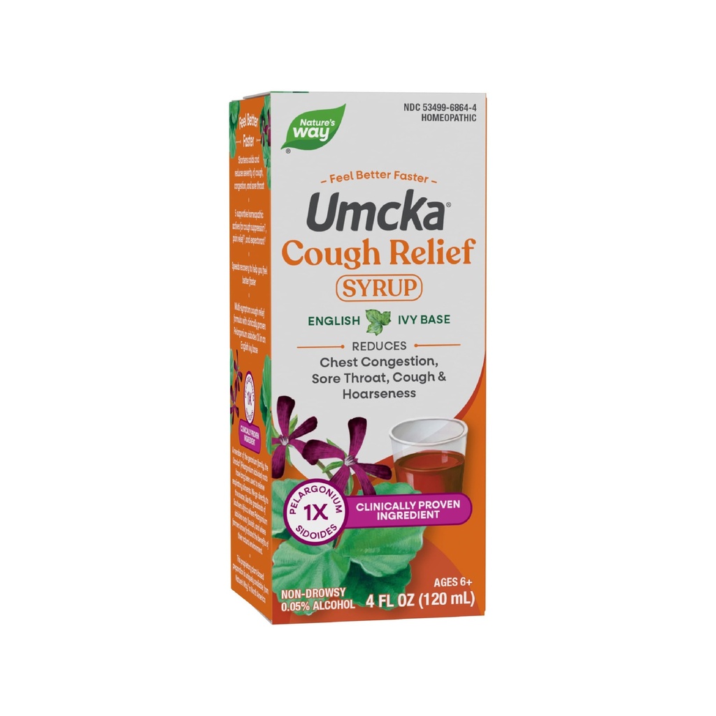 Nature's Way Cough Relief Sirup, Umcka, Chest Congestion, Sore Throat, Kašeľ, Zachrípnutie, Fenylefrín bez, Homeopatické, Non-Drowsy, 4 Fl Oz