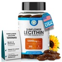 Slnečnicový lecitín 1200 MG 100 Softgels, 100-dňová dodávka zaručená čistá, non-GMO, Soy-free, podporuje mozog, srdce, Nerve, zdravie pečene, kognitívna funkcia, zdravý cholesterol, vysoká absorpčná formula