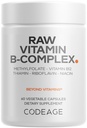 Codeage surový vitamín B-komplexné doplnok - esenciálne B vitamíny s probiotikami, tráviacimi enzýmami, ovocím a zeleninou - 2-mesačná dodávka - metylfolát - biotín - vitamín B12 - non-GMO - 60 kapsúl