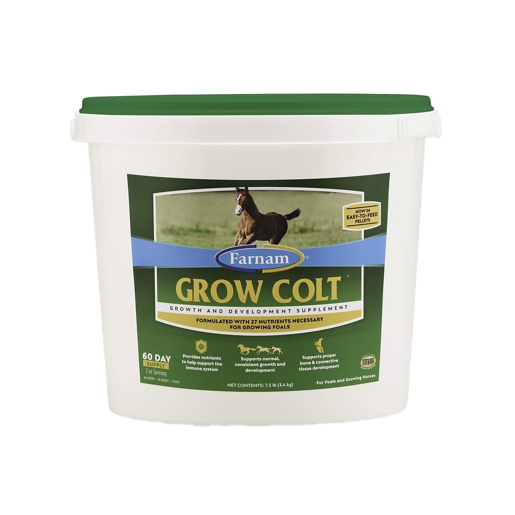 Farnam Grow Colt Supplement for Growth & Development, podporuje normálny, konzistentný rast v prvých rokoch života žriebät, 7,5 libier, 60 dní dodávky