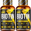 PURE VÝSKUM Biotín a kolagén 60.000mcg Rast vlasov Tekuté kvapky, Podpora: Silné nechty, Žiariaca koža, zdravý rast vlasov, viac absorpcie ako kapsuly a tablety (4Fl Oz)