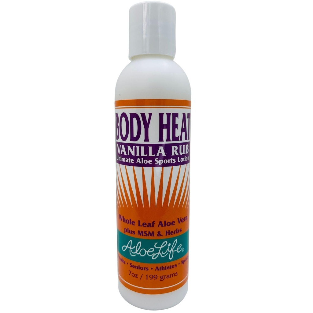 Aloe Life - Body Heat Vanilla Rub, Mazanie, Otepľovanie Akcia, Upokojuje a Relives Bolesť svalov, Bezpečné pre seniorov a športovcov, Pomáha znížiť napätie a stres, Gluten-free (7 oz)