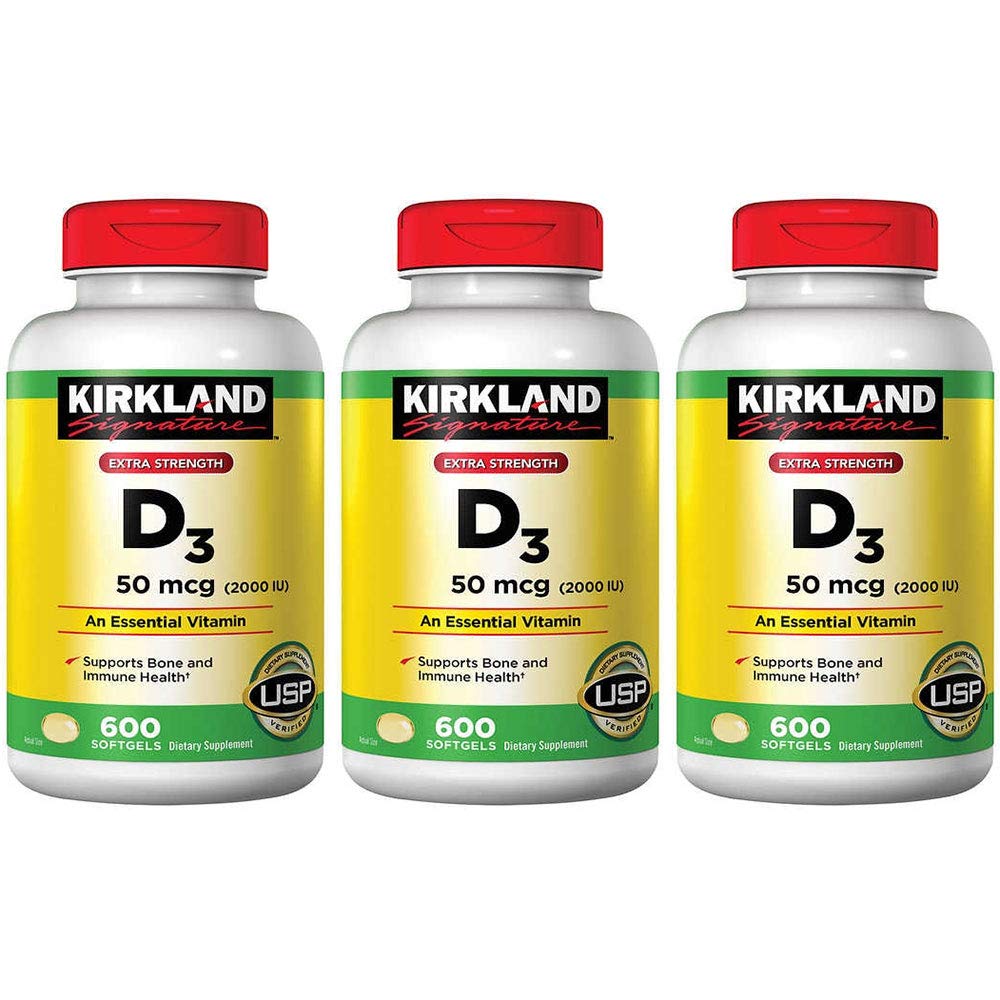 Kirkland Signature Maximálna sila Vitamín D3 2000 I.U. , Balenie po 3