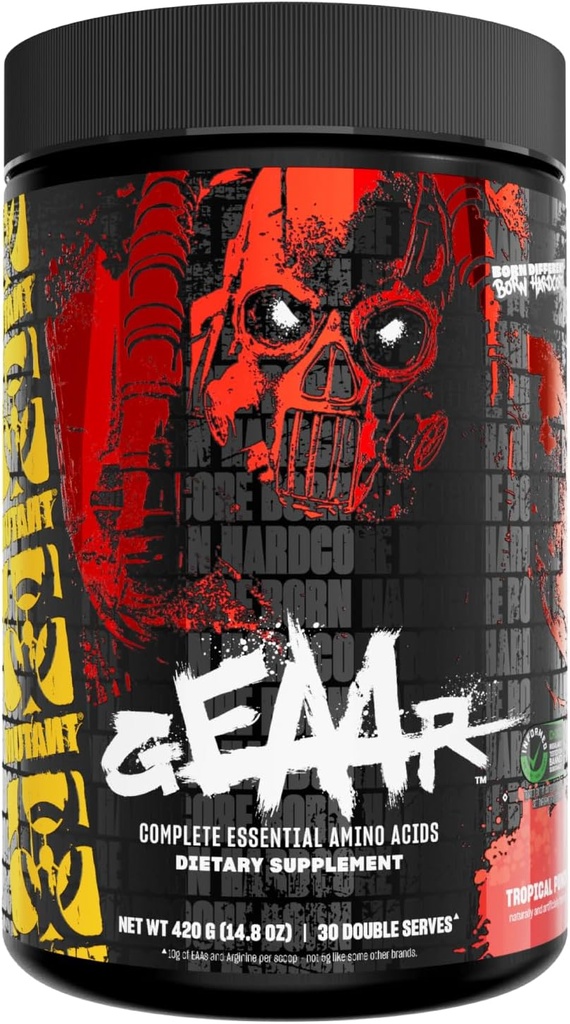 Mutant GEAAR - 9.4g of EAA Powder + Arginine, 7g BCAAs, 4g Leucine, Electrolytes, Coconut Water, 30 Servings - Fruit Punch