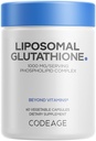 Codeage Lipozomálne Glutatión 1000 mg Supplement, High-Potency Reduced L-Glutatión - Lipozomálne Dodanie - Fosfolipidy - non-GMO, Gluten-Free - 60 Kapsule