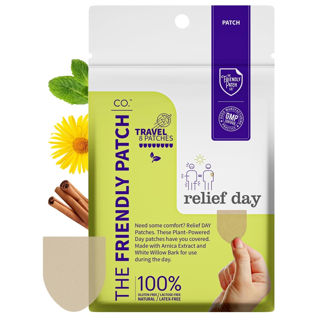 Relief Day Patch - Arnica, White Willow Bark, Saffron & Peppermint pre bolesť a nepohodlie pre ženy a mužov