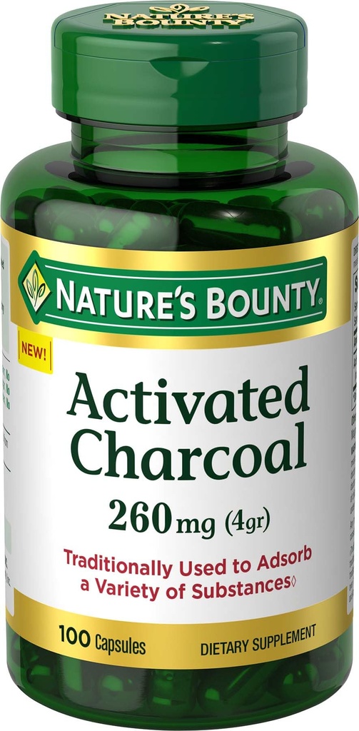 Nature's Bounty Activated Charcoal 260 mg, 100 Kapsule, Diétny doplnok na podporu zdravého životného štýlu
