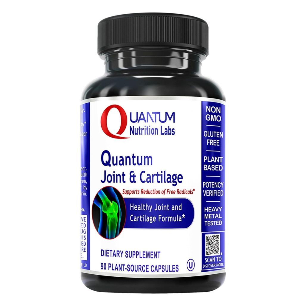 Quantum Joint & Cartilage Suplement - pre mužov a ženy, Spoločná mobilita a zdravie svalov, Kartilage Opravy, bezlepok, Plant-Zdrojované, non-GMO - 90 Kapsule