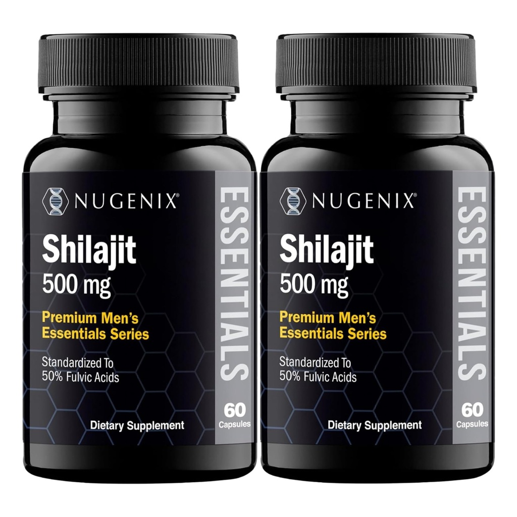 Nugenix Essentials Shilajit Kapsule Supplement - 500mg, Štandardizovaný na 50% kyseliny fulvovej, 120 Kapsule