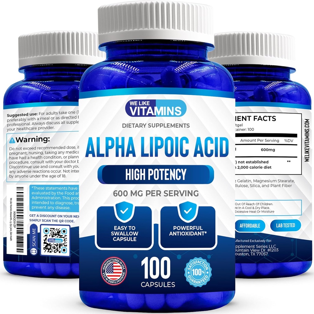 Máme radi vitamíny Alpha Kyselina lipová 600mg Kapsule - 100 Slúži - Alpha Kyselina lipoová Kapsule Pomáha Podpora Spoločné zdravie a antioxidant zdravie Spolu s voľným Radikálna ochrana