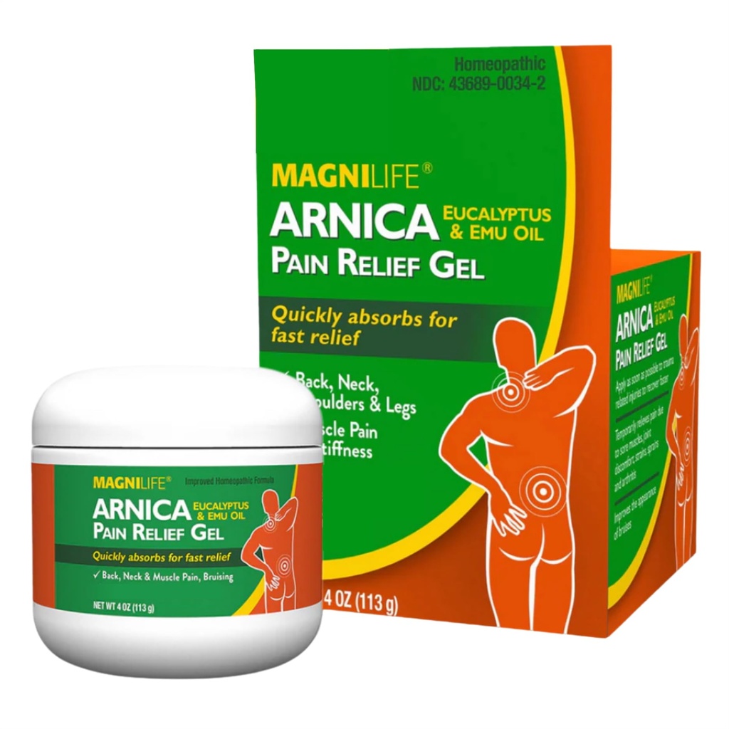 MagniLife Arnica úľava od bolesti Gél, rýchle pôsobenie krku a bolesti chrbta, s Eucalyptus a Emu olej Soothe Soreness, zápal a porucha - 4oz