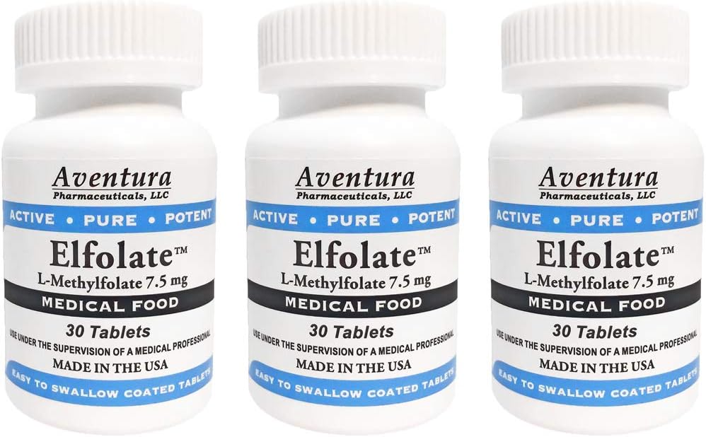Elfolate® 7,5 mg 3 balenie L-metylfolát Metylfolát Metylfolát Zdravotný doplnok stravy Profesionálna sila Aktívny Pure Potent 30 tabliet