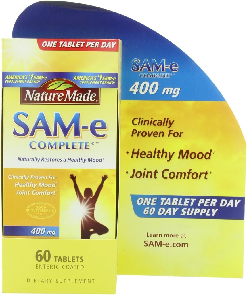 Nature Made SAM-e Complete 400 mg. tablet (Pomoc Podpora zdravá nálada a spoločné komfort) hodnota veľkosť 60 ct