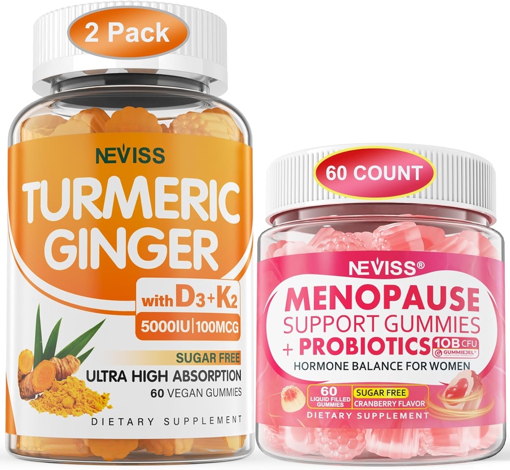 2 balenie Turmérske zázvorové Gummy + 1Pack Menopauza Supplement filled Gummies