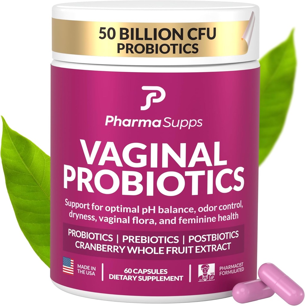 Women’s Probiotic for Vaginal Health | 50 Billion CFU with Probiotics, Prebiotic, Postbiotics & Cranberry for pH Balance, UTI Support, Yeast, Gut Health, Odor, Dryness & Feminine Comfort