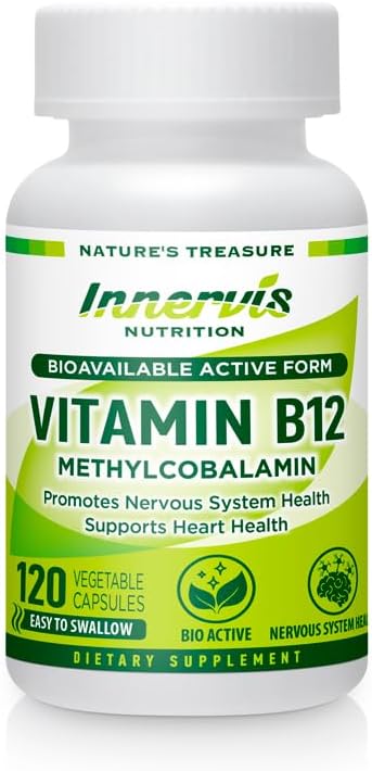 High Absorption BioActive B12 1000mcg – Supports Energy, Nerve & Heart Health – 120 Vegan Capsules – Innervis Nutrition