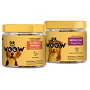 Pre, Pro, PostBiotic+ Salmon SkinHealth Soft Chew Supplement Bundle - Pes Vitamíny, Zinok, Biotin, Probiotiká, Omega 3 Rybí olej, a Wild Aljašský lososový olej, Cure Svrbiace kože